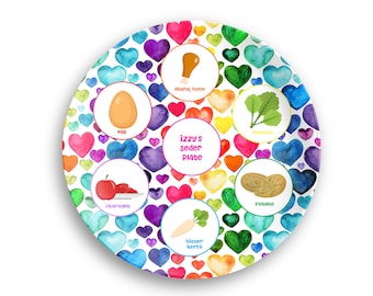 Personalized Seder Plate Rainbow | Custom Name Plate | Kids Dinnerware Set | Plate, Bowl, Mug or Placemat | Passover Gift