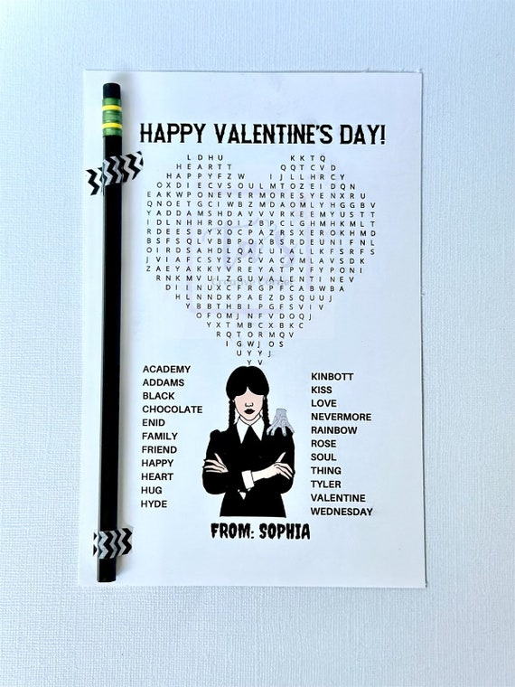 Wednesday Addams Valentines Day cards for kids, school valen - Inspire  Uplift