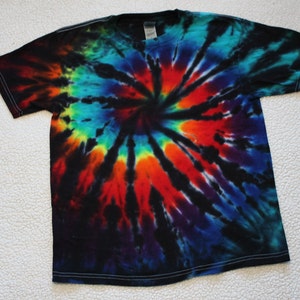 Youth L Rainbow Spiral with Black Tie Dye Tee