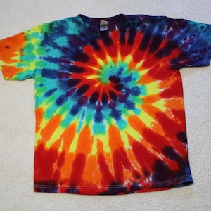 Youth XL Rainbow Step Spiral Tie Dye Tee
