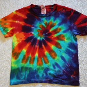 Youth XS Rainbow Step Spiral Tie Dye Tee