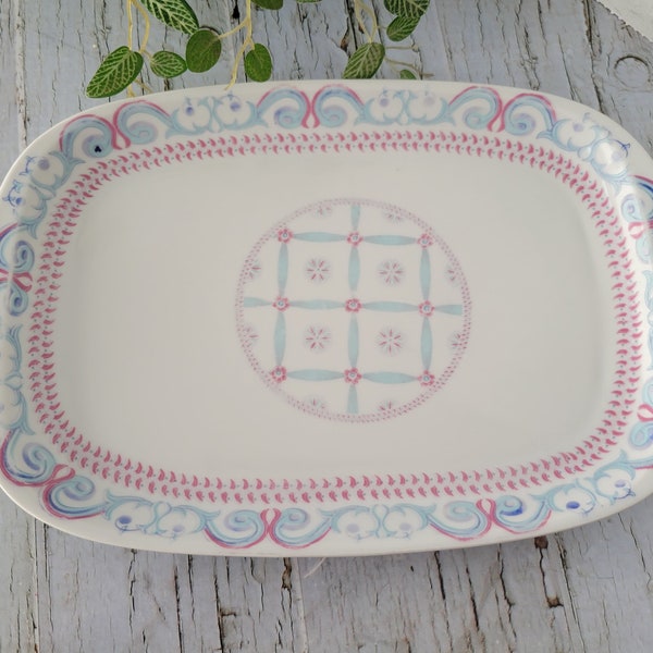 Porcellane Artistiche Fierenze- Made in Italy Vintage 1950-60's Rectangular Platter- Hand Painted