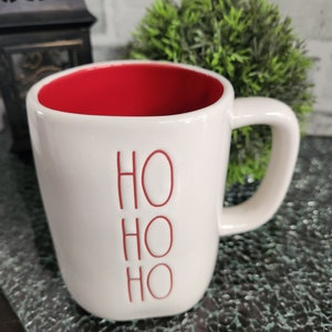 NEW-Vintage- Rae Dunn-  &quot;HoHoHo&quot; Mug-Artisan Collection by Magenta- White & Red- 16oz
