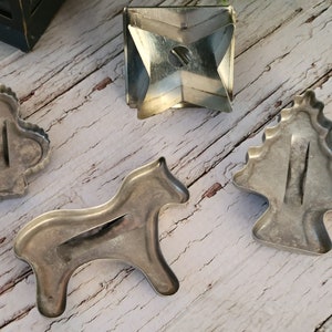 Cookie Cutters, RARE 1950's Vintage Tin Cookie/Pastry Cutters with Handles- Set of 4 Designs