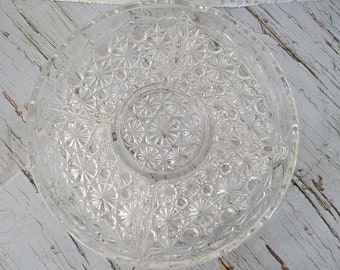 Vintage Indiana Glass Daisy Button Divided Appetizer Tray - 1930s