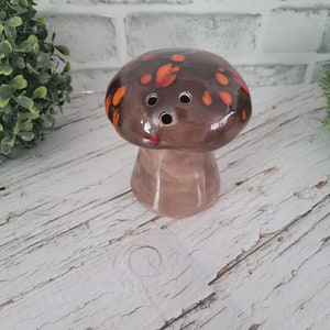 Arnel&#39;s Vintage Rare Pattern 1960&#39;s Ceramic Cheese/Spice/Salt & Pepper Shaker Mushroom