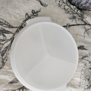 Tupperware Vintage 1980's Lazy Suzette Divided Snack Travel Party Tray- 3 Compartment & Clear Lid #608-1