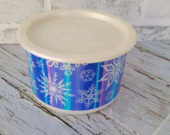 Tupperware One Touch Storage Canister Christmas Blue Holiday  Snowflakes-2707a-1 