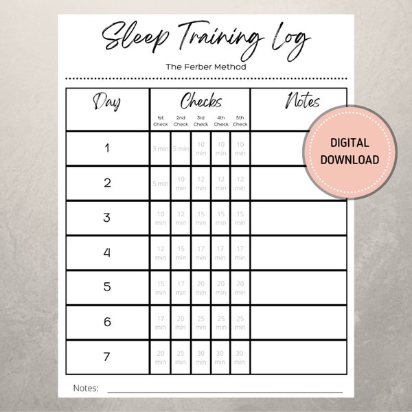 Sleep Training // Ferber Method Log // Baby Sleep Training // Infant Sleep Printable // Digital Download // Baby Sleep Guide // Sleep Log