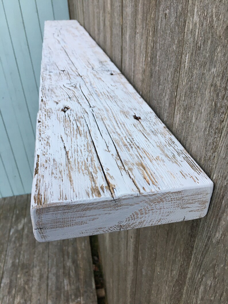 Driftwood Shelf Antique White Shelf 2060 Long Etsy