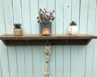 Farmhouse plant shelf. Rustic shelf. Coat rack shelf//(36x8x5)