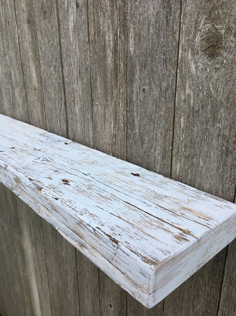 Driftwood Shelf Antique White Shelf 2060 Long Etsy