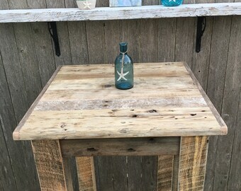 Driftwood Table,Dining Table (30"x30 x30"-42" High) Antique White Bottom,Rustic Table, Bar Height Table,Beach House Table, Can Make Any Size