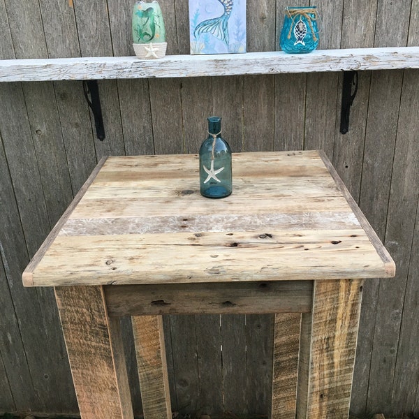 Driftwood Table,Dining Table (30"x30 x30"-42" High) Antique White Bottom,Rustic Table, Bar Height Table,Beach House Table, Can Make Any Size