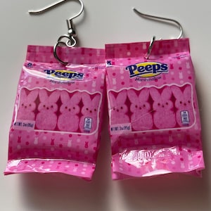 Peeps| marshmallow| mini brand| mini brand earrings| snack earrings| easter earrings| marshmallow friends