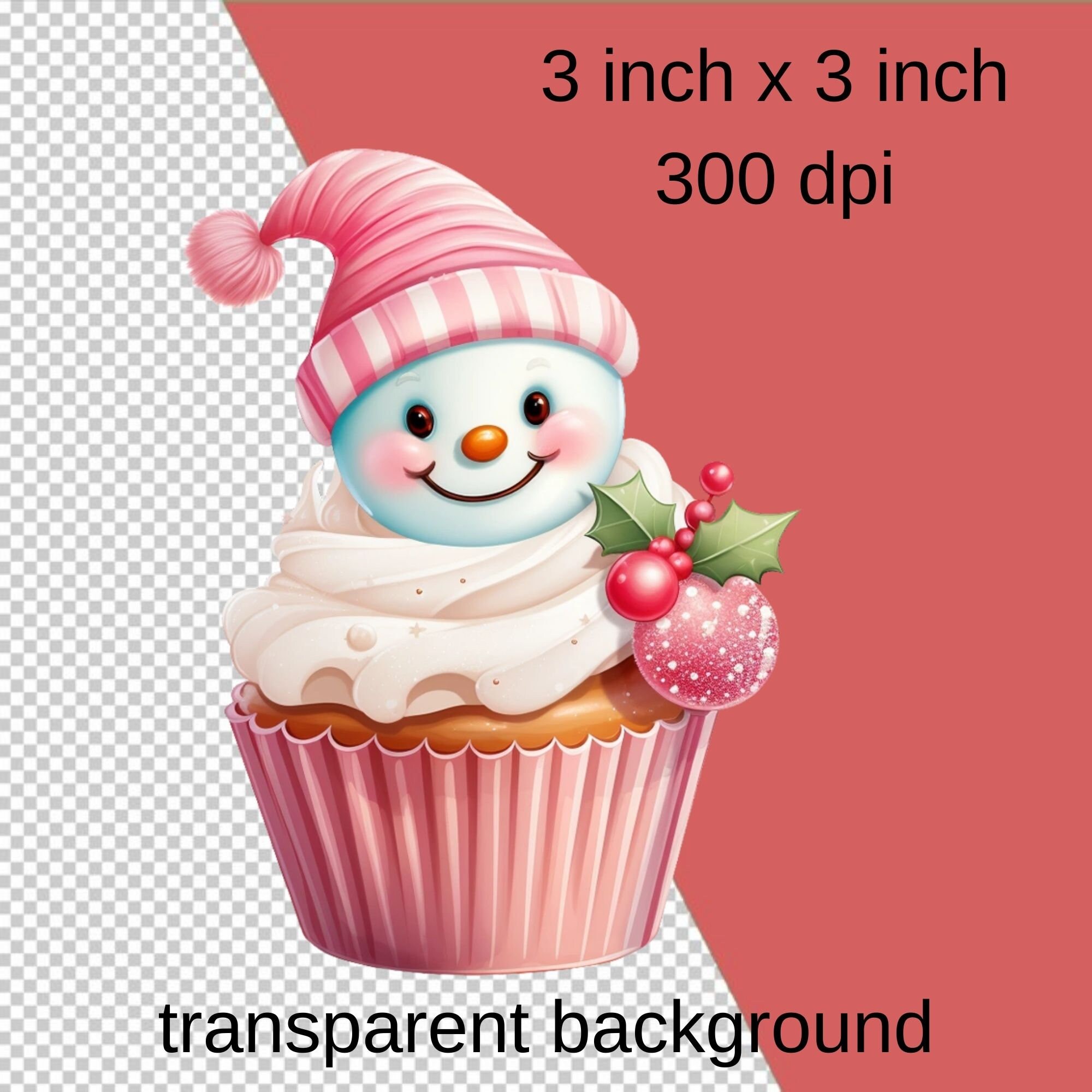 12 Cute Snowman Cupcake Clipart Great for Christmas or Birthdays Pngs ...
