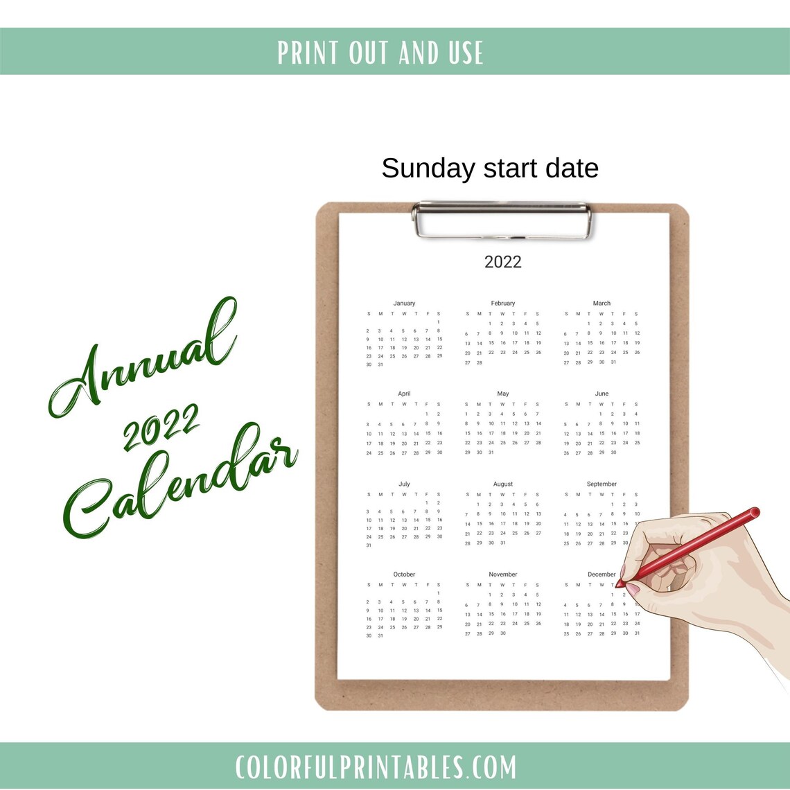 20222025 Year at a Glance, Annual Calendar Printable PDF Letter Size