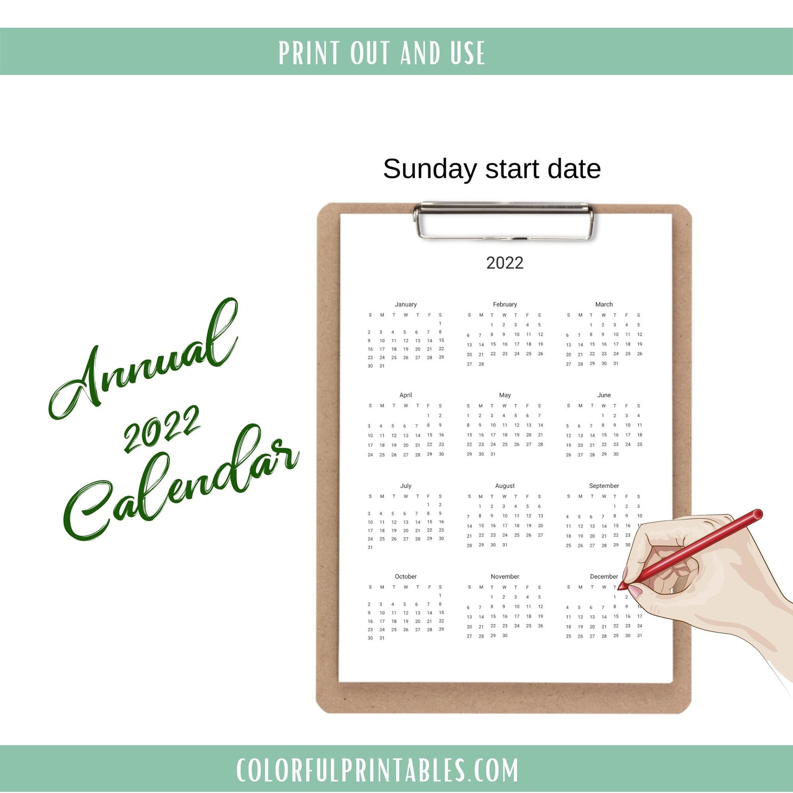 20222025 Year at a Glance Annual Calendar Printable PDF Etsy