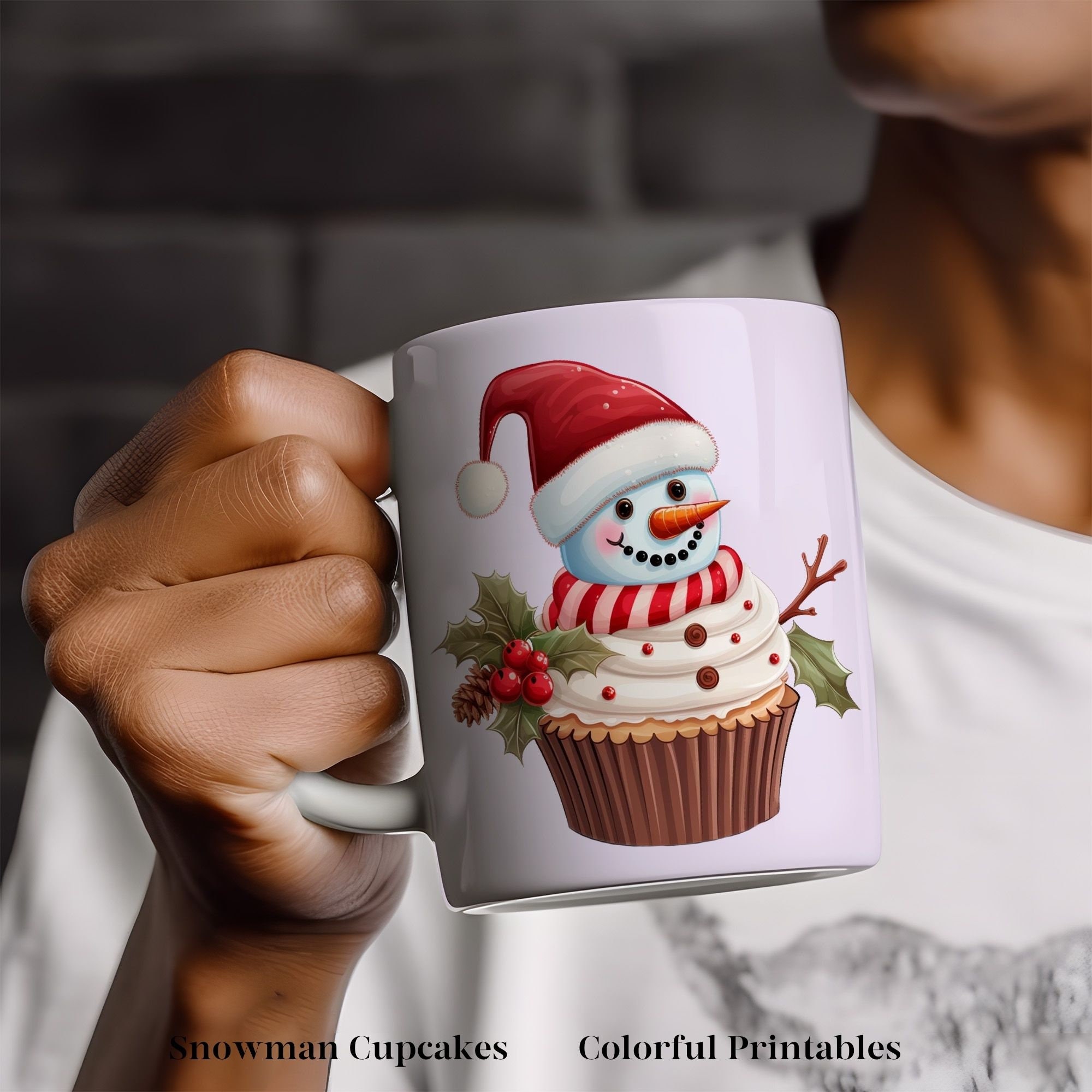 12 Cute Snowman Cupcake Clipart Great for Christmas or Birthdays Pngs ...