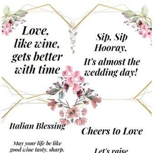Wine Themed Bridal Event Printables - Set of 4 Digital Downloads