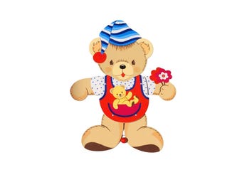 Figura de salto de madera vintage de Alemania Occidental, años 80, oso Brummi, 38 cm, Alfred Mertens, decoración infantil