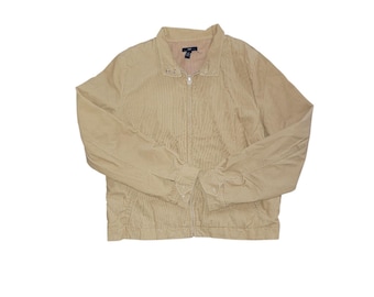 Chaqueta de pana Gap para mujer, estilo camionero, beige, con cremallera completa, años 2000