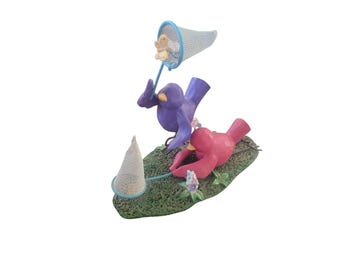 Russ Berries Tweet Along With Me Catching Butterflies Edición limitada 7 "pájaros decoración del hogar estante sentado