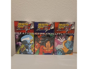 Dragon Ball GT VHS Set de 3 Aflicción Creación Aniquilación 2003 Anime