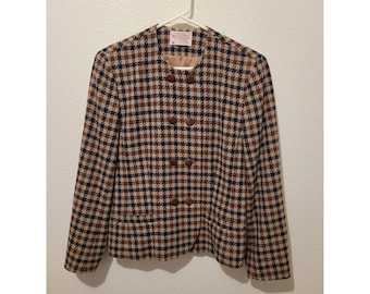 Chaqueta vintage Pendleton para mujer, talla 8P, marrón, doble botonadura, estilo preppy Equestria