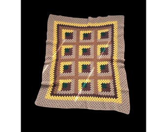 Manta cuadrada de abuela tejida a mano, de ganchillo, para Acción de Gracias, 40 x 50