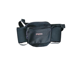 Riñonera Jansport vintage negra, bolsa para cinturón, portabotellas, unisex, EE. UU., años 90