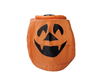 Bolsa de dulces de Halloween plegable vintage Gemmy con forma de Jack-O-Lantern, años 90 y 80