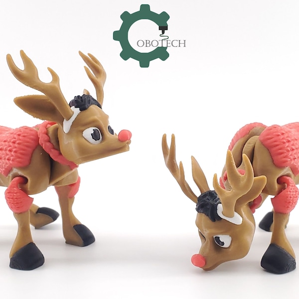 3D Print Articulated Reindeer by Cobotech, Articulated Toys, Desk Decor, Unique Holiday Gift