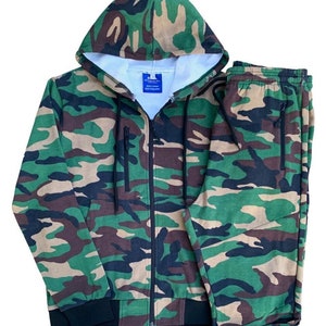 Men&#39;s Sweat suit Camouflage Jogger Fleece suit Top and Bottom Outfit