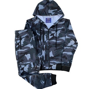 Men&#39;s Sweat suit Camouflage Jogger Soft Fleece suit Top and Bottom Outfit
