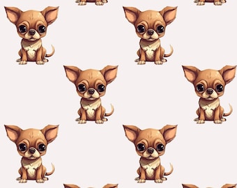 Chihuahua Dog Dogs Puppy Breed Animal Seamless Pattern Design Sublimation Digital Scrapbooking Paper 12x12
