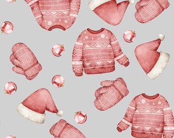 Bovenkleding Winter Kerst Naadloos Patroon Ontwerp Sublimatie Digitaal Scrapbookingpapier 12 x 12 Herhalingspatroon Commercieel gebruik boho