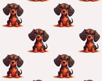 Dachshund Dog Dogs Puppy Breed Animal Seamless Pattern Design Sublimation Digital Scrapbooking Paper 12x12