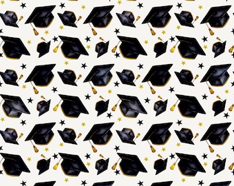 Afstudeerpet Graduate Senior Vieren Feestceremonie Klasse Foto Naadloos Patroon Ontwerp Sublimatie Digitaal Scrapbookpapier 12 x 12