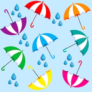 Regenachtige dag paraplu bewolkt regen spelen storm mistig nat vochtig weer naadloze patroon ontwerp sublimatie digitale scrapbooking papier 12 x 12