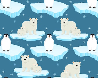 IJsbeer pinguïn arctisch buiten naadloos patroon ontwerp digitaal plakboek 12 x 12 herhalingspatroon commercieel