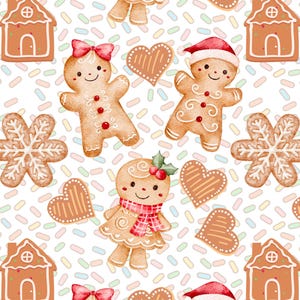 Peperkoekkoekjes winter kerst naadloze patroon ontwerp sublimatie digitale scrapbooking papier 12 x 12 herhalingspatroon commercieel gebruik boho