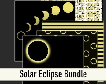 Sonnenfinsternis Bundle Erde Mond Sammelalbum Nahtlose Muster Design Sublimation Digitales Scrapbooking Papier 12x12