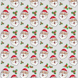 Santa Holly Christmas Seamless Pattern Design Sublimation Digital Scrapbooking Paper 12x12