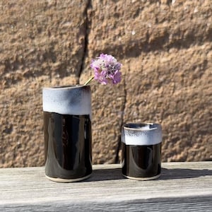 Mini Vasen 2er Set - Minimalistisch- Nordisches Design - Farbe &quot;Black Glacier&quot; - Inklusive Geschenkverpackung