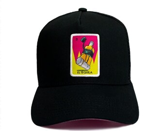 Tequila Bottle Riding a Shot - black trucker cap