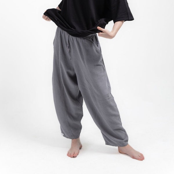 Pantalon 100 % coton haut de gamme : sarouel en coton artisanal confortable et élégant, pantalon de yoga, pantalon décontracté, méditation hippie baggy bohème