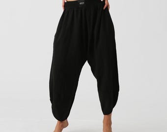 Bohemian Linen Natural Woven Pants, Handmade Yoga Boho-Harem Pants.