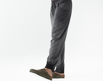 Bohemian Style Anthracite Acid-Washed Linen-Cotton Pants - Comfort Boho pants for Autumn-Winter by SNUG