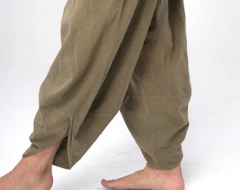 Bohemian Linen Natural Woven Pants, Handmade Yoga Boho-Harem Pants.